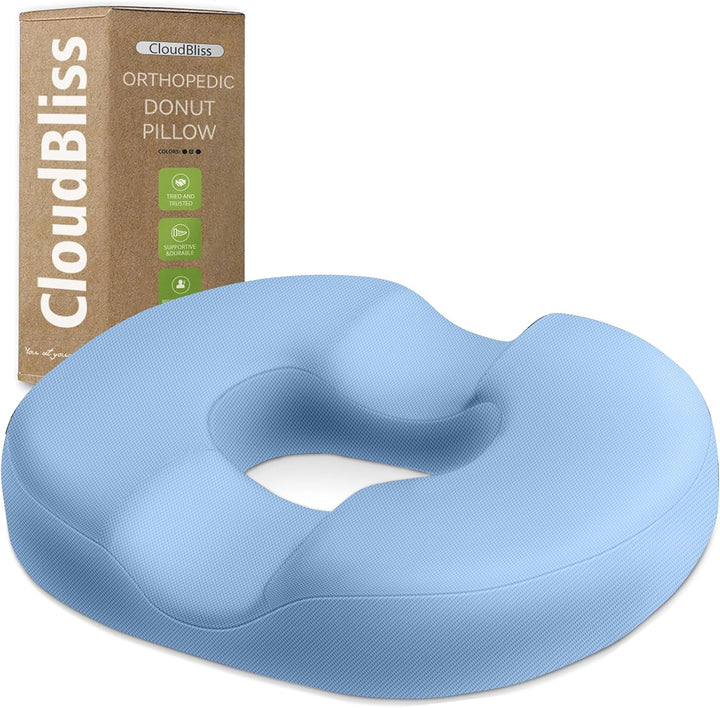 Donut Pillow Seat Cushion Chair Pad for Tailbone Pain Relief and Hemorrhoids, Memory Foam Seat Chair Cushion for Postpartum Pregnancy, Seat Cushions for Men and Women for Home & Office, (Black)