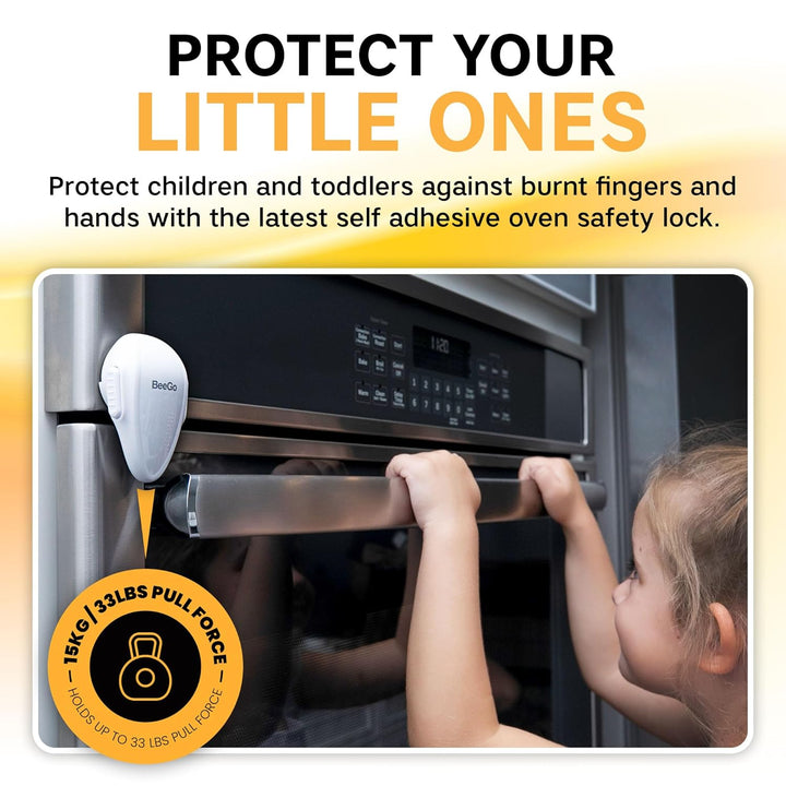 Oven Lock – Baby Proofing Safety Lock for Oven Doors & Stoves, 3M VHB Adhesive, No-Drill, Heat-Resistant, 1 Pack, Easy Install, White