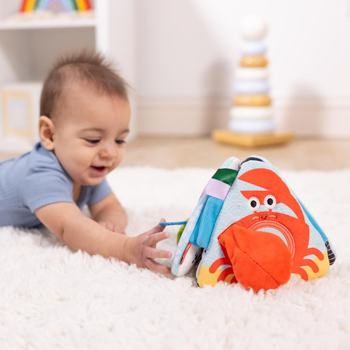 Ocean Tummy Time Triangle Infant Baby Toy, Soft Sensory Toy with Textures, Mirror, for Newborns to Ages 6 Months