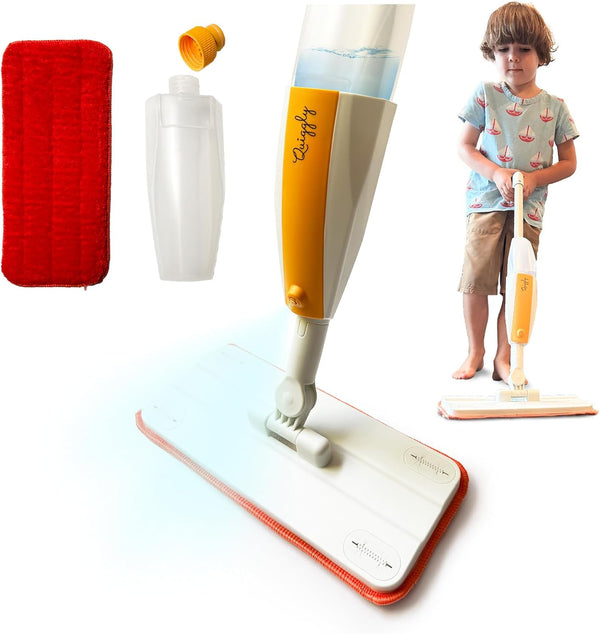 Toy Spray Mop for Kids - Toddler Cleaning Set with Real Water Sprayer - Montessori Cleaning Set Mini Sweeper - Educational and Fun Kids Mop - Squeeze and Spray