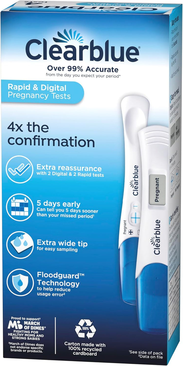 Pregnancy Test Combo Pack, 4Ct - Digital with Smart Countdown & Rapid Detection - Value Pack