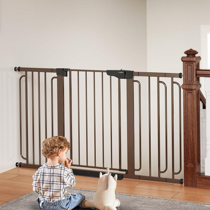 29.7-46" Baby Gate for Stairs, Toddler Safety Essentials for the House, Auto Close Dog Gate for Doorways, Mom'S Choice Awards Winner-Easy Install Pressure Mounted Pet Gates for Dogs, White
