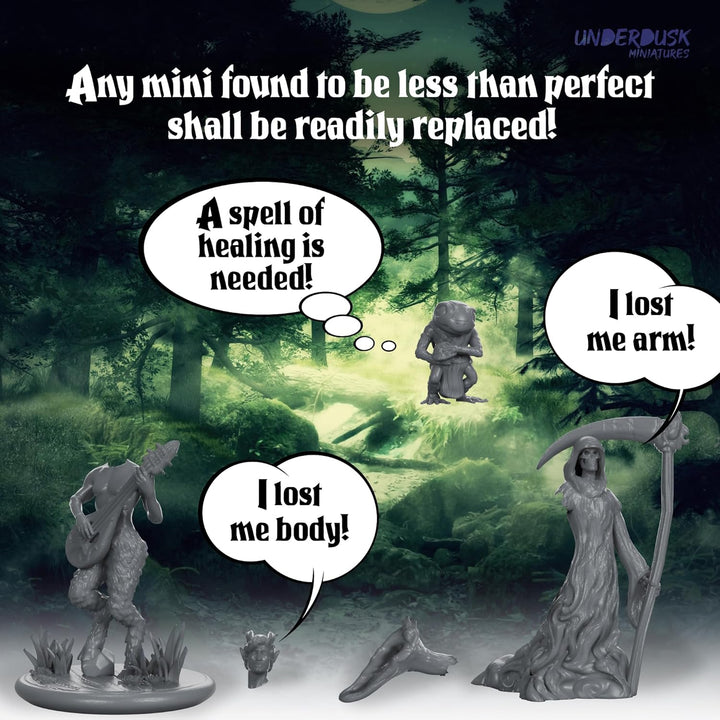: Chaotic Encounters - 64 Unpainted Tabletop Miniatures for D&D, Pathfinder & Rpgs | Monster Figures Starter Pack with Stat Blocks