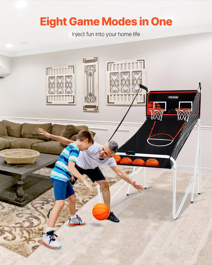 Basketball Arcade Game Indoor, 2 Player Indoor Basketball Game, Home Dual Pop- A-Shot Sport with Balls, 8 Game Modes, Electronic Scoreboard, and Inflation Pump, for Kids, Adults