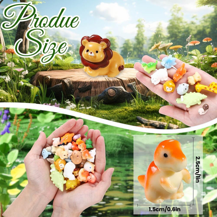 40Pcs Mini Resin Animal 40 Styles Tiny Resin Animals Miniature Little Small Animal Figures Bulk for Micro Fairy Garden Landscape Accessories Dollhouse Hide Crafts Decor Aquarium Toys