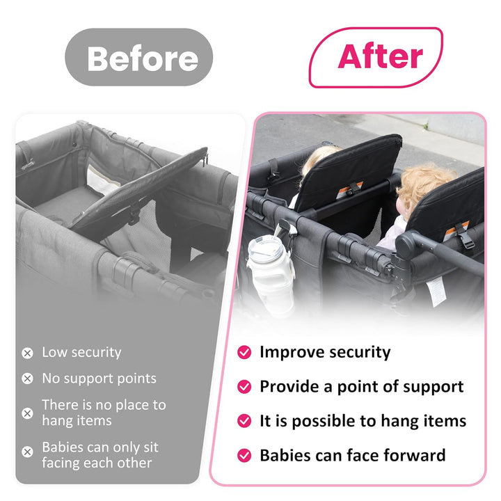 Stroller Wagon Support Bar for WONDERFOLD W2 Elite 2-Seater & W2 Veer Wagon | Removable & Easy Install | Kids-Friendly Design with Front-Facing Support | Stroller Accessory