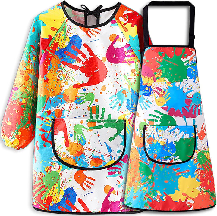 Kids Art Smock,Waterproof Painting Apron Artist Smocks with Pocket Long Sleeves for Age 5-8