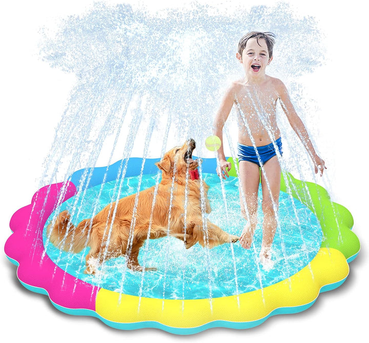 Splash Pad, 67In Anti-Slip Splash Pad for Kids Dogs 0.58Mm Thickened Dog Pool Splash Sprinkler Pad Durable Summer Outdoor Water Toys for Baby Toddler Boys Girls Pet