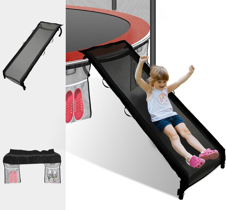 USA Universal Easy-To-Assemble Trampoline Ladder, 3 Steps with Wide Steps, Storage Bag, 220 Lbs Capacity Trampoline Accessories for Children Kids, Black