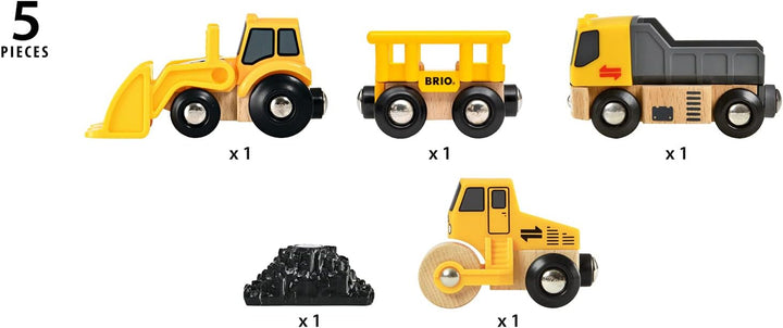 Construction Vehicles - Premium Wooden Toy Train Set | Fun and Educational | Easy Magnetic Couplings | FSC Certified Wood | Ideal Christmas or Birthday Gift