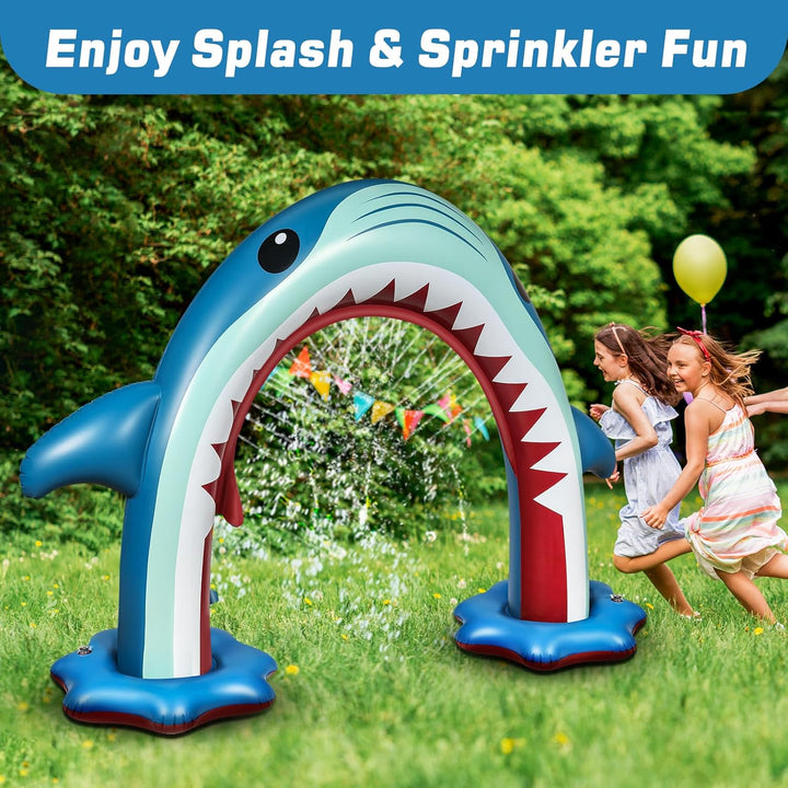 Giant Shark Sprinkler Kids Inflatable Water Toy Summer Outdoor Play Sprinkler