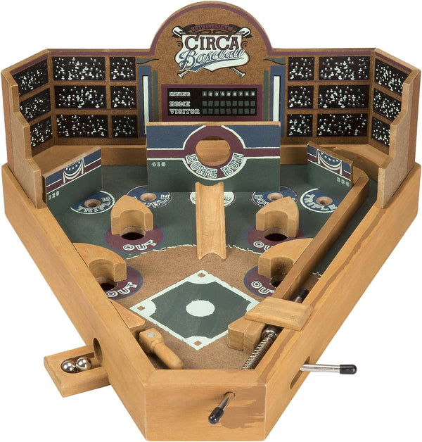 Baseball Pinball Tabletop Games - Classic Miniature Wooden Retro Sports Arcade Toy for Adult Collectors and Children - Baseball Games by Hey Play
