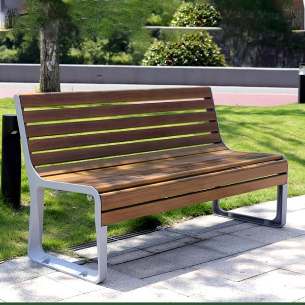 Solid Wood Bench ,Benches for outside ,Patio Bench ,Metal Outdoor Furniture ,Metal Patio Furniture ,120*55*75Cm,With Armrest,Brown ,For Shops, Parks, Shopping Centers, for 2-4 People ( Color : D , Siz