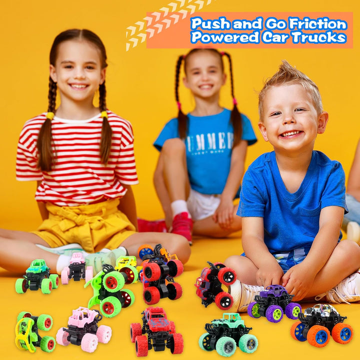 16 Pcs Mini Truck Toys for Boys Small Friction Powered Vehicles Toys for Kids Christmas Birthday Party Favors Family Games Class Rewards