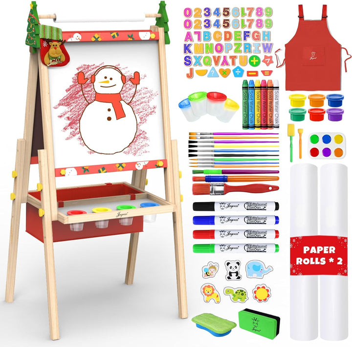 Art Easel for Kids Easel for Toddlers,Adjustable Standing Wooden Toddler Easels Kid Whiteboard & Chalk Board Dry Erase Board,Art Easel for Kids Age 2-4 4-8 9-12 Drawing Easels