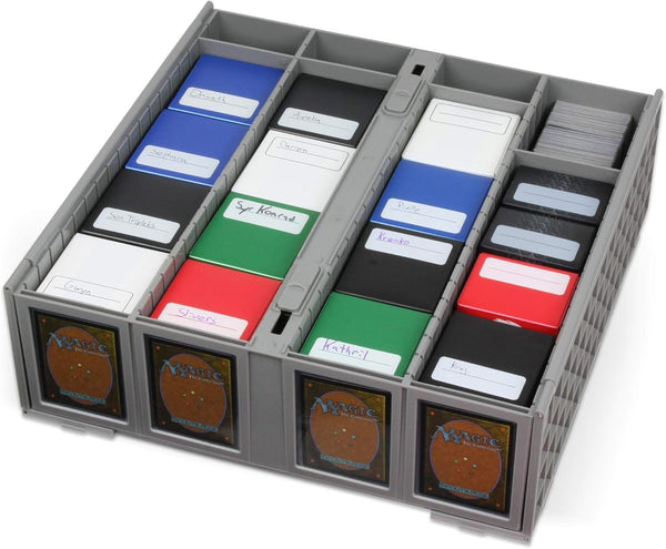 Card Storage Box for Trading Cards with Dedicated Card Supporters,3000+ Mtg Deck Box with 24 Colorful Divider Tabs,Trading Card Storage Fits for Magic Game Cards (Black and Red)