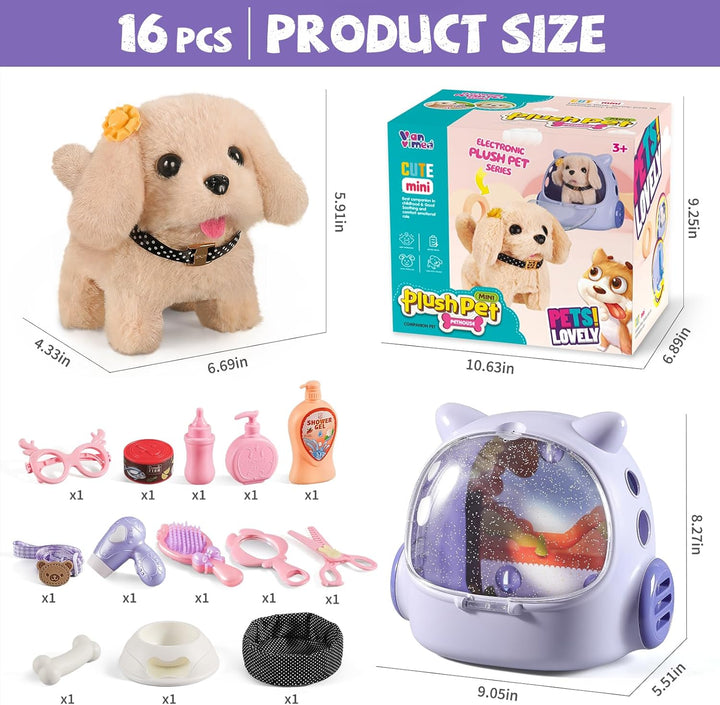 16 Pcs Robot Dog Toys for Girls, Toys for 3 4 5 6 7 8 Year Old Girls Kids Boys, Realistic Robot Puppy Toys for 5-7 6-8, Ideas Birthday Gifts for Girl 3 4 5 6 Year Old