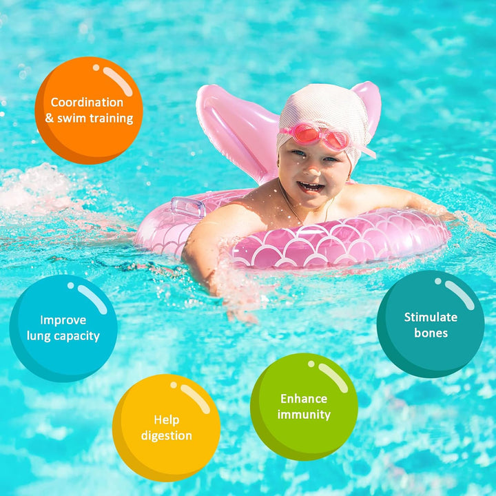 Baby Pool Float, Mermaid Baby Swimming Float, Smart Swim Trainer, Inflatable Pool Floats for Toddlers, Infant Swim Floats, Toddler Floaties, Kids Beach Toys Summer Essentials