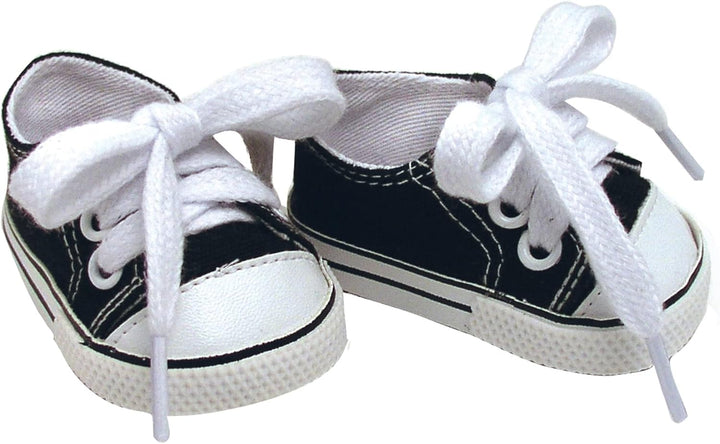 White Canvas Sneaker with Laces and Imitation Leather Toe Cap Shoes Accessory for 18" Dolls, White