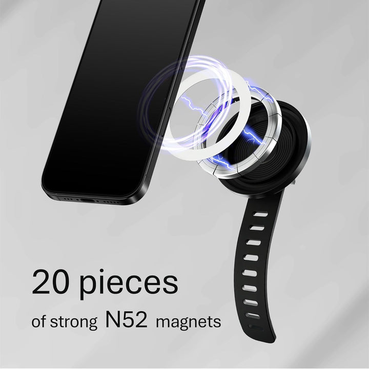 Magnetic Phone Holder for Stroller, Shopping Cart & Golf Push Cart | Handlebar Phone Mount for Magsafe | Strap with Strong Magnet for Mag Safe | Stroller Accessories for Uppababy, Nuna, Bugaboo...