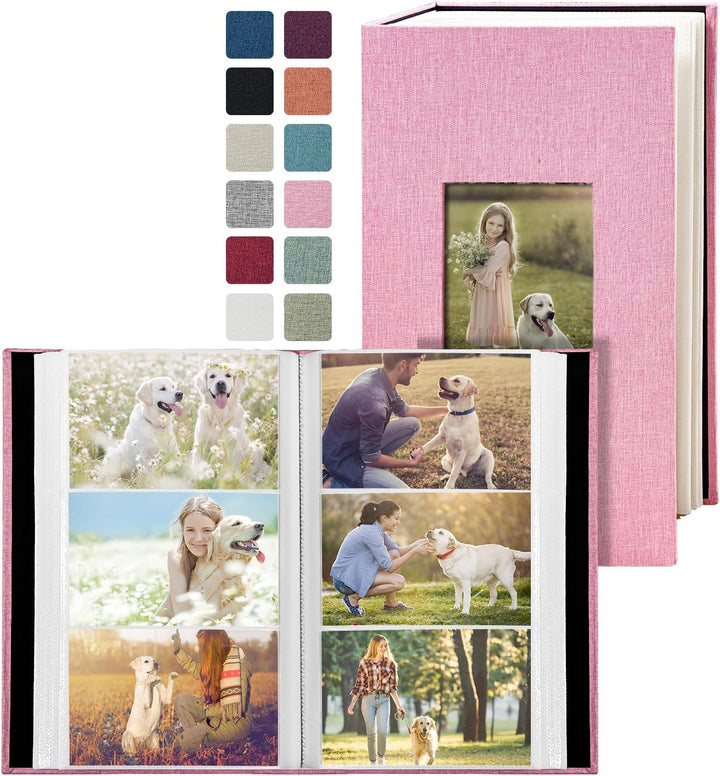 Photo Album 4X6 100 Pockets, Linen Cover Top Loader Vertical, Slip-In Picture Grey Pockets Albums for Wedding, Family, Anniversary, Baby, Vacation