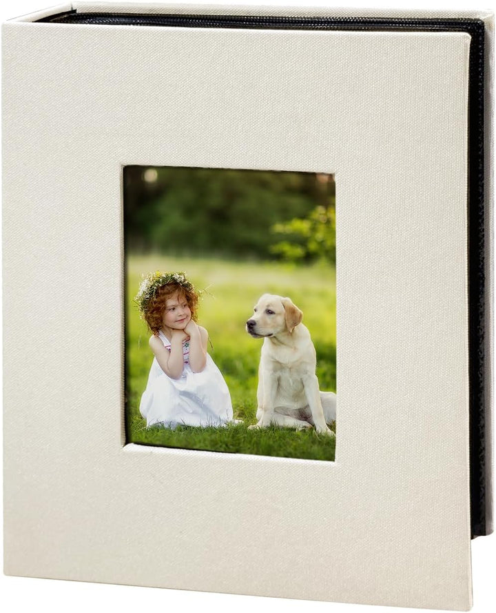 Photo Album 4X6 100 Pockets, Linen Cover Top Loader Vertical, Slip-In Picture Grey Pockets Albums for Wedding, Family, Anniversary, Baby, Vacation