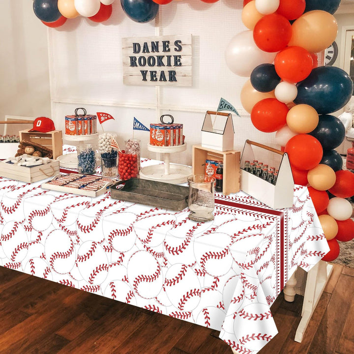 4 Pcs Baseball Tablecloths, Rectangular Baseball Pattern Table Cloth Disposable Party Decorations Table Covers for Boys Sports Event Birthday Party Supplies, 51X86 Inch