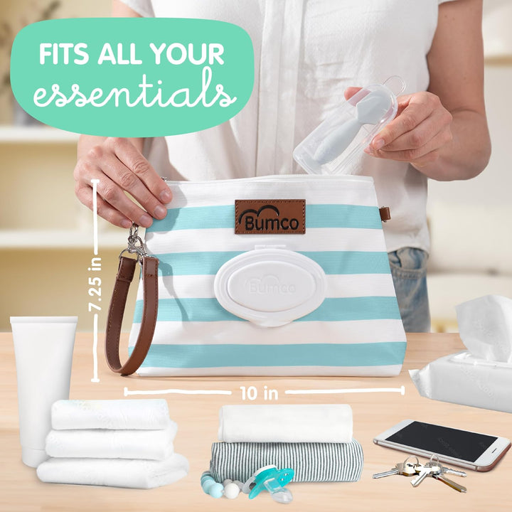 Bumco Diaper Clutch - Portable Wipes Dispenser & Travel Essential, Airtight Refillable Wipes Container, Diaper Bag Purse
