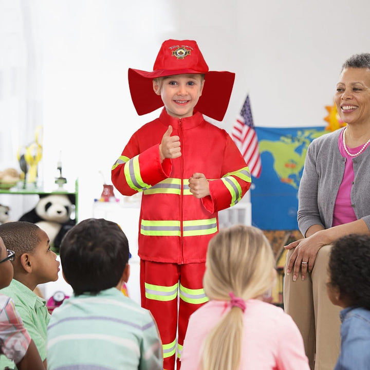 Kids Role Play Dress up Clothes for 3-8 Years Old Play, 4 Sets Astronaut/Doctor/Fireman/Construction Costume for Kids and Toddlers Boys Halloween Costumes