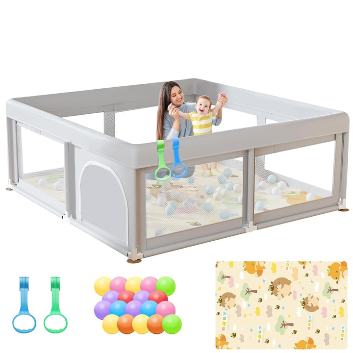Baby Playpen 50X50 Inch, Play Pens for Babies and Toddlers Baby Fence Baby Play Yards for Indoor & Outdoor with Breathable Mesh Anti-Fall Playpen