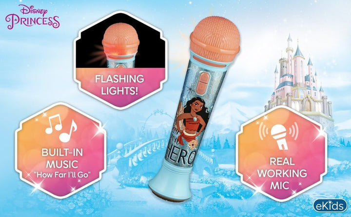 Disney Princess Moana Toy Microphone for Kids, Musical Toy for Girls with Built-In Music, Kids Microphone Designed for Fans of Moana Toys for Girls