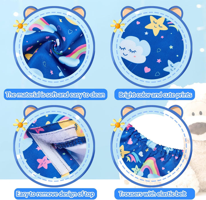 2 Pack Blue and Pink Bear Clothes Outfit, Fit Most 12-16 Inch Bears Stuffed Animal Pajamas Plushie Clothes for Stuffed Animals, Pre-Kindergarten Toys(Rainbow Style)
