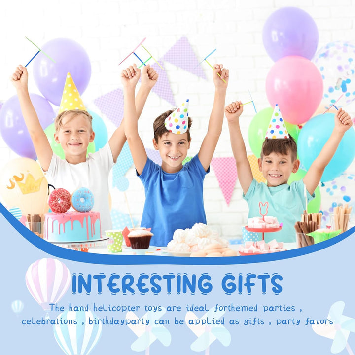 100 Pcs Flying Helicopter Toys Set, 50 Propeller+ 50 Rod,Hand Helicopter, Party Favors Outdoor Toy for Kids Ages 4-8, Gift Summer outside Yard Activities Birthday Gifts 3 5 6 Year Old Girl Boys