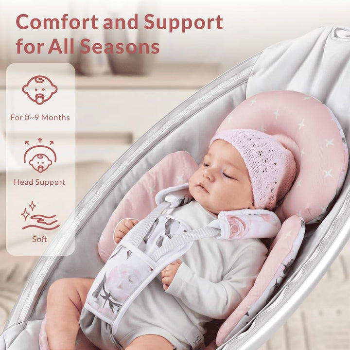 Infant Car Seat Insert Compatible with Mamaroo Swing & Graco Swing and Infant Car Seat, Newborn Insert Baby Head Body Support, Reversible Design, Breathable Soft Fabric, 1Pcs - Pink Floral