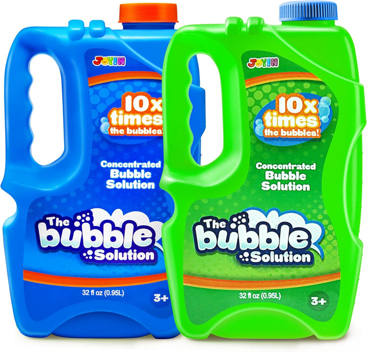 2 Bottles Bubbles Refill Solutions 64 Oz (Up to 5 Gallon), Concentrated Solution for Bubble Machine, Gun, Wand Refill Fluid Summer, Easter Toys(Orange+Blue)
