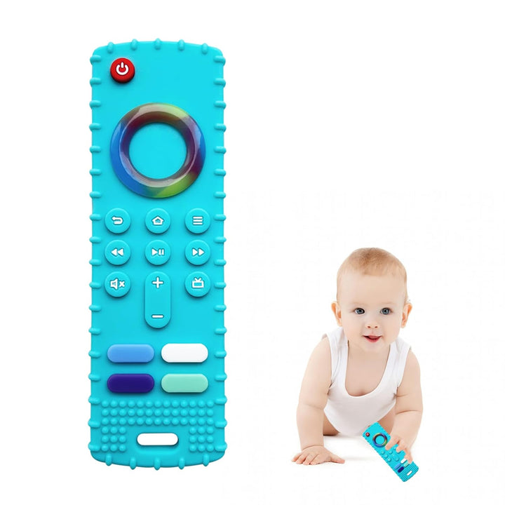 Baby Teething Toys, Food Grade Silicone Teether for Babies 3 6 12 18 Months, TV Remote Shape Toddlers Chew Toys, Freezer BPA Free (Pink RC)