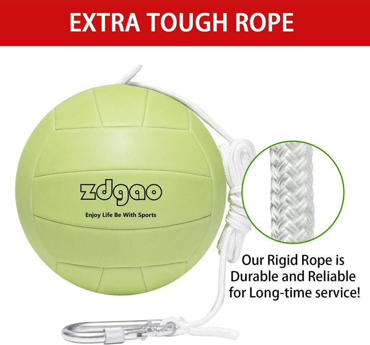 Portable Tetherball-Glow in the Dark Replacement Tether Ball with Carabiner, Ball Pump with Needle for Kids and Adults Outdoors Backyard Game