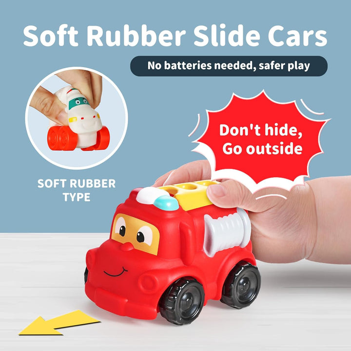 12 PCS Soft Rubber Car Toys for 1 Year Old Boy with Playmat/Storage Bag|1 Year Old Boy Gifts|1St Birthday Gifts for Toddler Toys Age 1-2|Baby Toys 12-18 Months