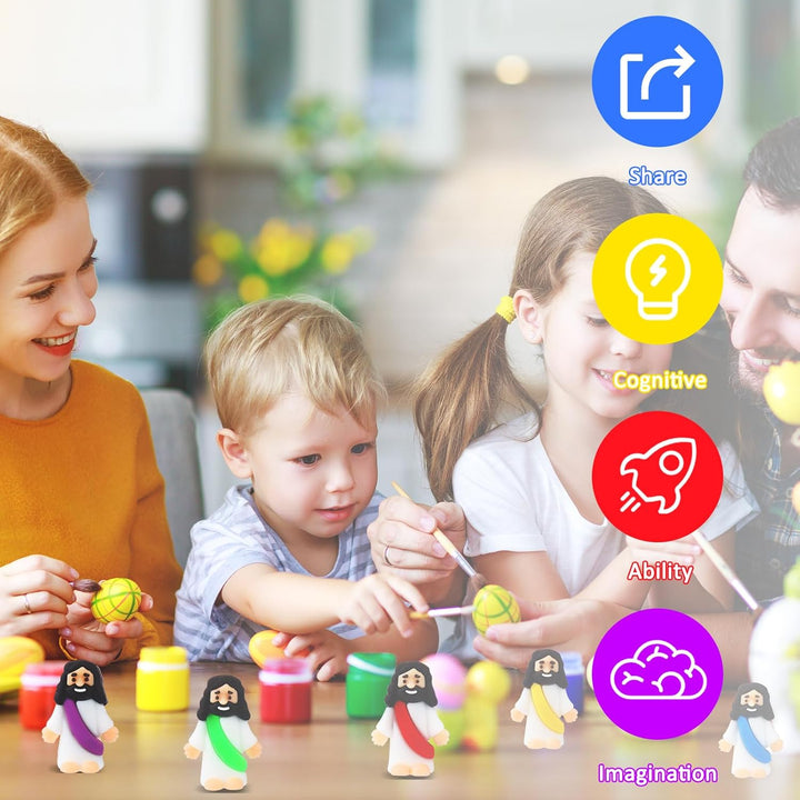 25Pcs Little Jesus Figures Bulk Mini Jesus Figurines Tiny Small Rubber Baby Jesus Toys to Hide Cute Pocket Miniature Jesus Easter Egg Fillers Stuffers Sunday School Baptism Gift