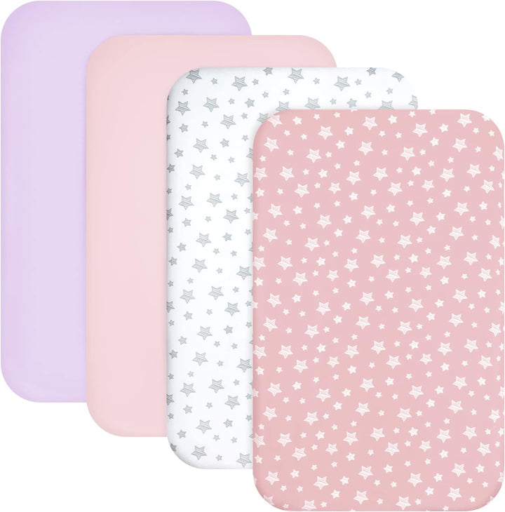 Pack and Play Sheets Boys, 4 Pack Mini Crib Sheets, Stretchy Pack and Play Playard Fitted Sheet, Compatible with Graco Pack N Play, Soft and Breathable Material, Navy