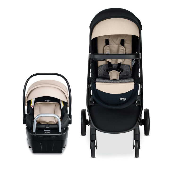 Willow Brook S+ Baby Travel System, Infant Car Seat and Stroller Combo with Alpine Base, Clicktight Technology, Safewash Insert and Cover, Sand Onyx