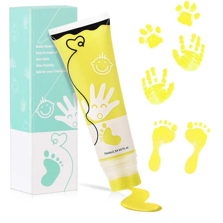 75Ml Black Baby Hand and Footprint Ink Kit, Baby Handprint Footprint Paint for Newborn Keepsake, Dog Cat Paw Print Kit, Washable, Non Toxic Acid-Free, Safe Gentle for Ideal New Mom Gifts