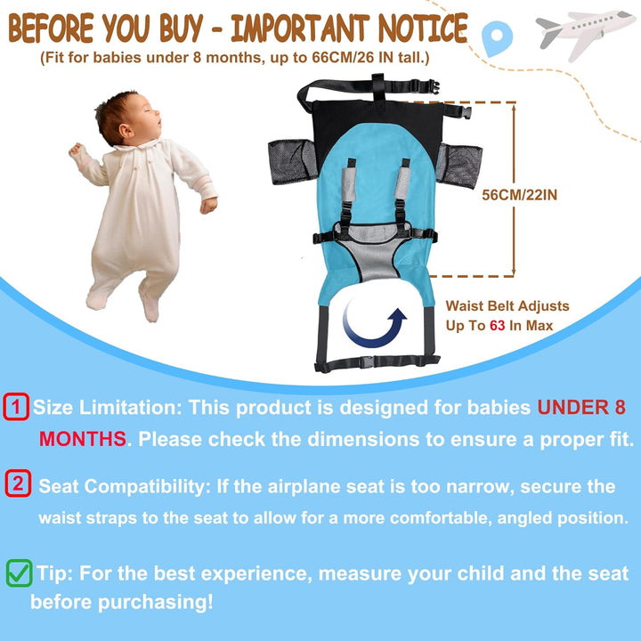 Baby Airplane Bed, Baby Travel Essentials for Flying, Portable Plane Seat Foot Rest Extender Must Haves for Infants up to 8 Months or 26 In