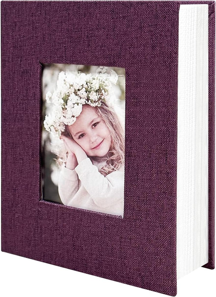 Photo Album 4X6 100 Pockets, Linen Cover Top Loader Vertical, Slip-In Picture Grey Pockets Albums for Wedding, Family, Anniversary, Baby, Vacation