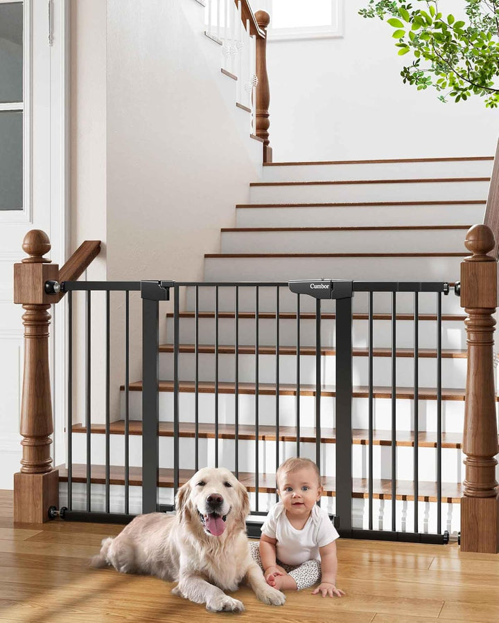 29.7-46" Baby Gate for Stairs, Toddler Safety Essentials for the House, Auto Close Dog Gate for Doorways, Mom'S Choice Awards Winner-Easy Install Pressure Mounted Pet Gates for Dogs, White