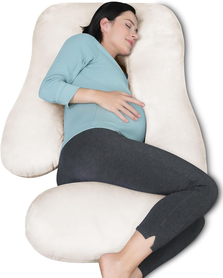 Pregnancy Pillows for Sleeping - U Shaped Full Body Maternity Pillow with Removable Cover - Support for Back, Legs, Belly, HIPS - 57 Inch Pregnancy Pillow for Women - Grey