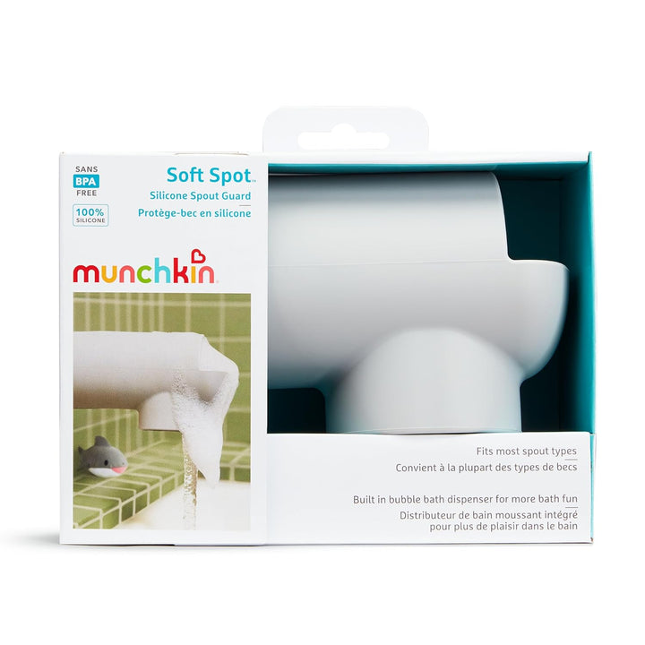 ® Soft Spot™ Bath Spout Cover for Baby, Bathtub Guard with Built-In Bubble Bath Dispenser, Silicone, Grey