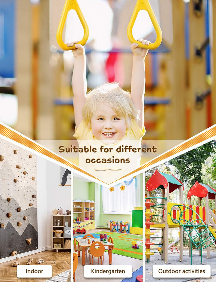 Trapeze Bar Swing Set Hanging Bar Rings for Kids 18" Wooden Swing Bar Heavy Duty Carabiner for Kids Backyard Outdoor Play