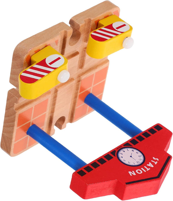 Wooden Railway Station Platform Barrier Model Train Accessories Educational Building for Safe Wood Material Portable and Easy to Install