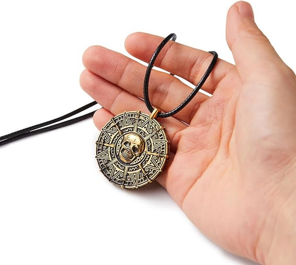 Halloween Pirate Coin Necklace Pirate Skull Necklace Accessories for Men Women Halloween Cosplay, Pirates Costume, Halloween Dress up Party Favors